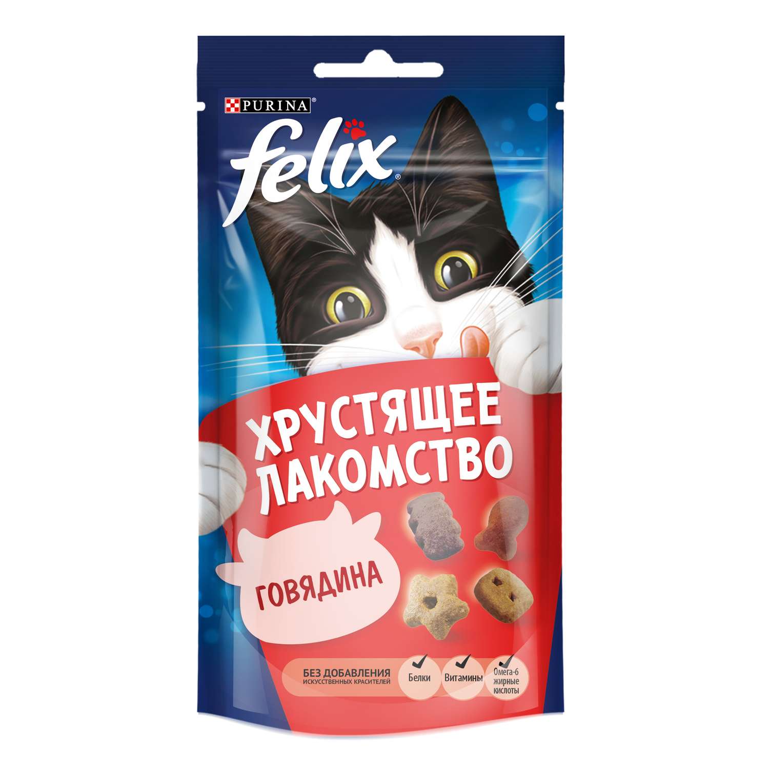 Лакомство для кошек Felix Хрустящее с говядиной 60г - фото 1