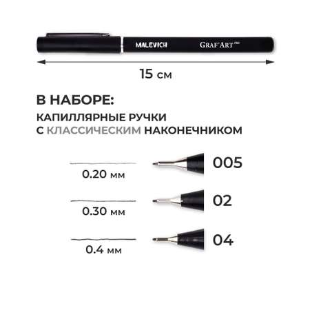 Капиллярные ручки Малевичъ Комплект GrafArt PRO 005 02 04
