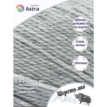 Пряжа Astra Premium Шерсть яка Yak wool теплая мягкая 100 г 120 м 20 перламутровый 2 мотка