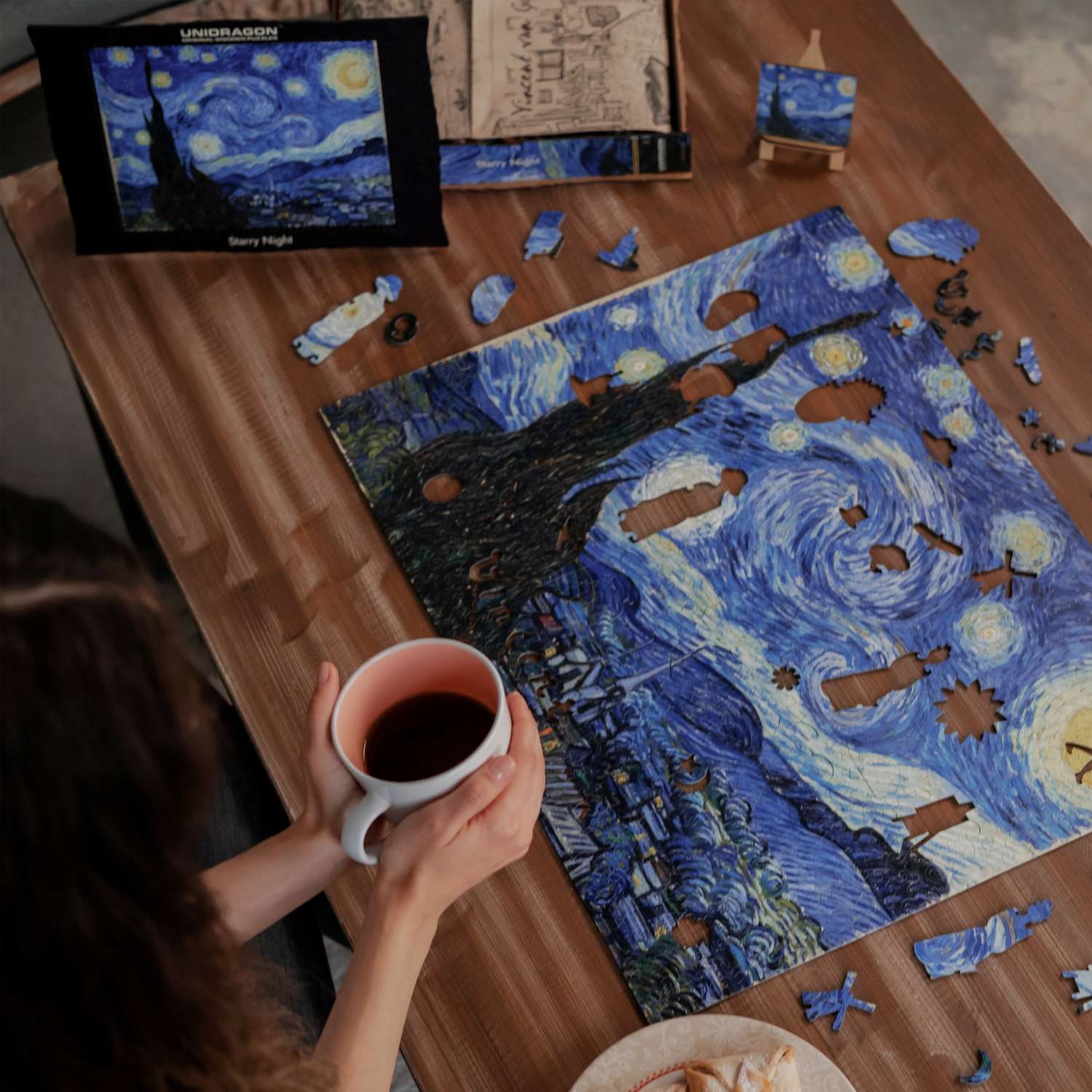 Пазл деревянный UNIDRAGON Ван Гог - Звездная ночь 44.4х56.1 см 1000 деталей - фото 9