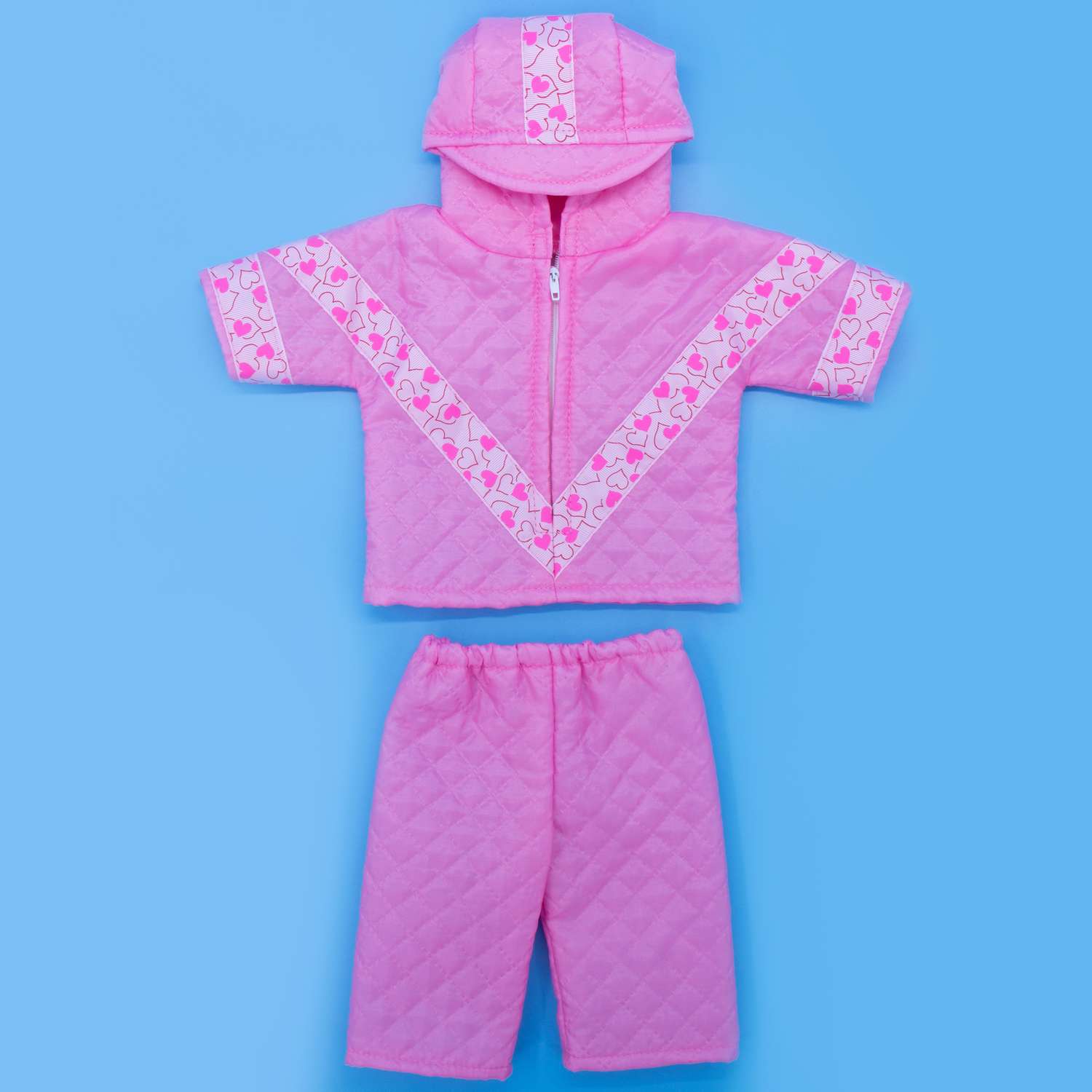 Комплект для пупса Модница 43-48 см: куртка и брюки из синтепона 6112 розовый-белый 6112розовый&amp;белый - фото 11