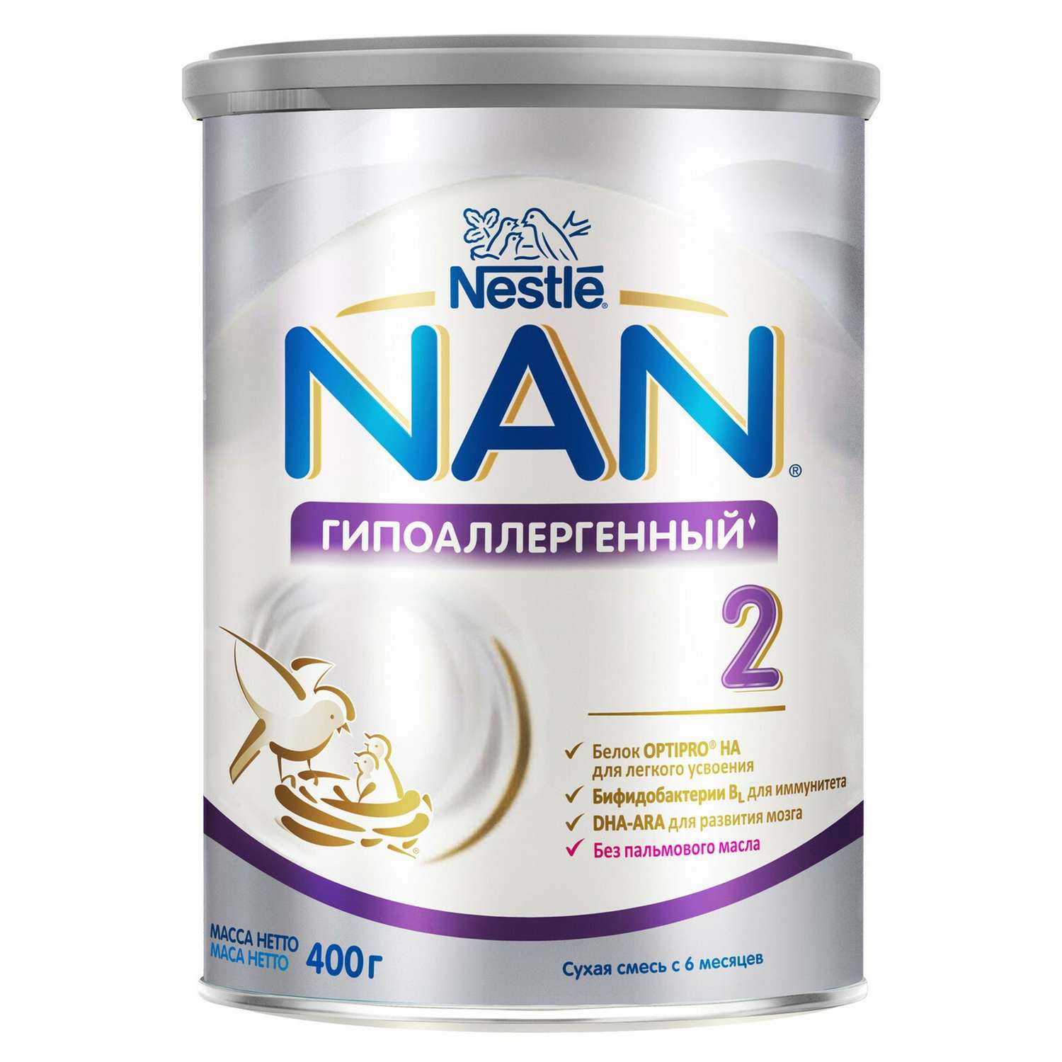Смесь NAN 2 сухая молочная гипоаллергенная 400г с 6мес - фото 2