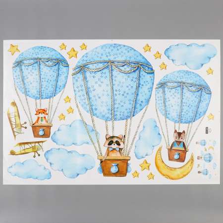 Наклейка Zabiaka пластик интерьерная цветная «Воздушные шарики с зверятами» 60х90 см