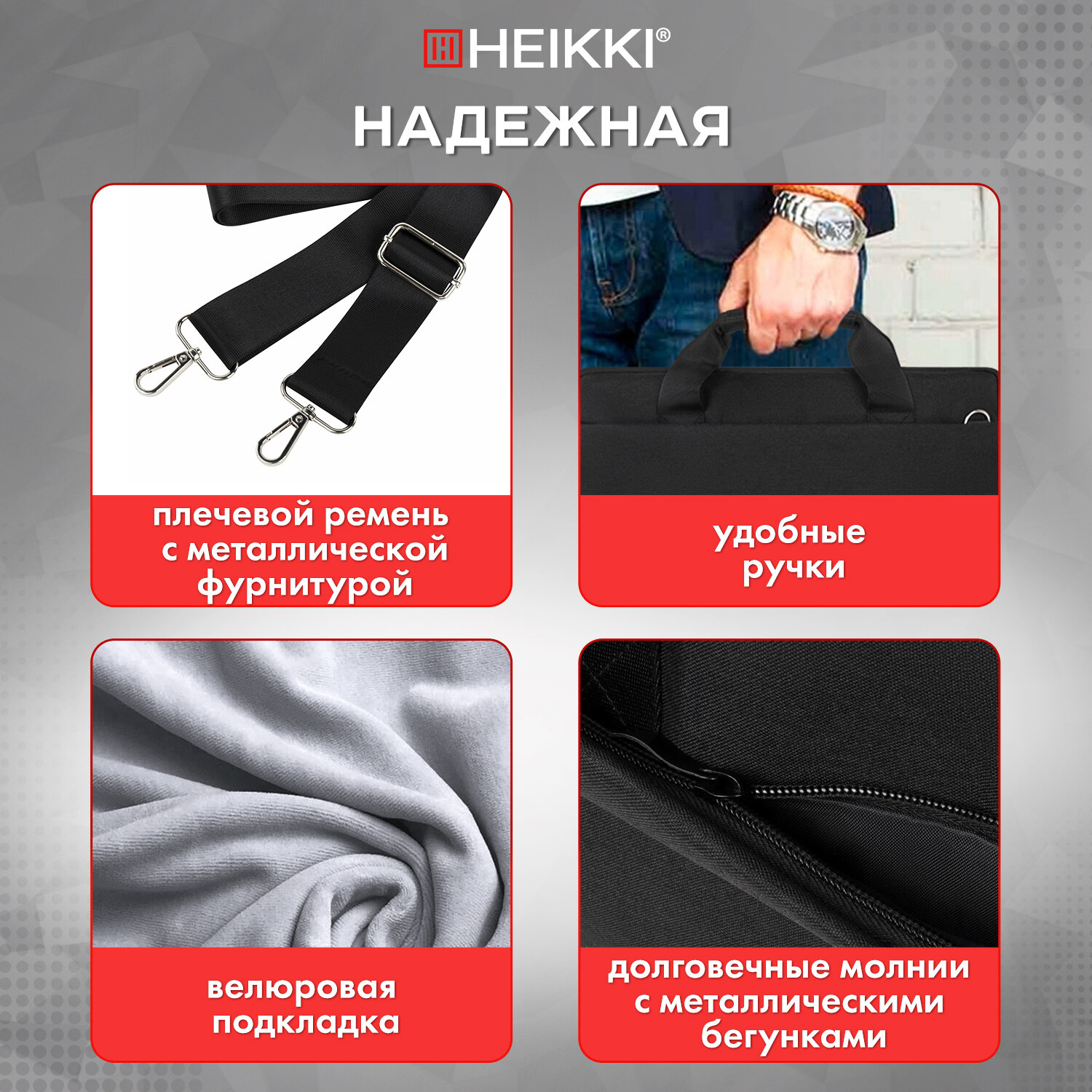 Сумка для ноутбука HEIKKI 13-14 дюймов портфель для документов через плечо - фото 3