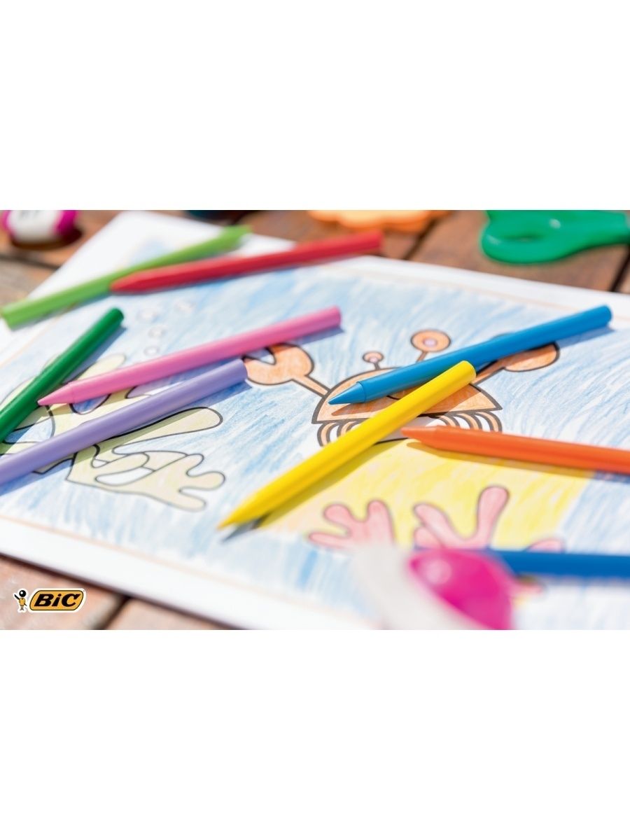 Восковые мелки BIC Plastidecor 12 цветов - фото 2