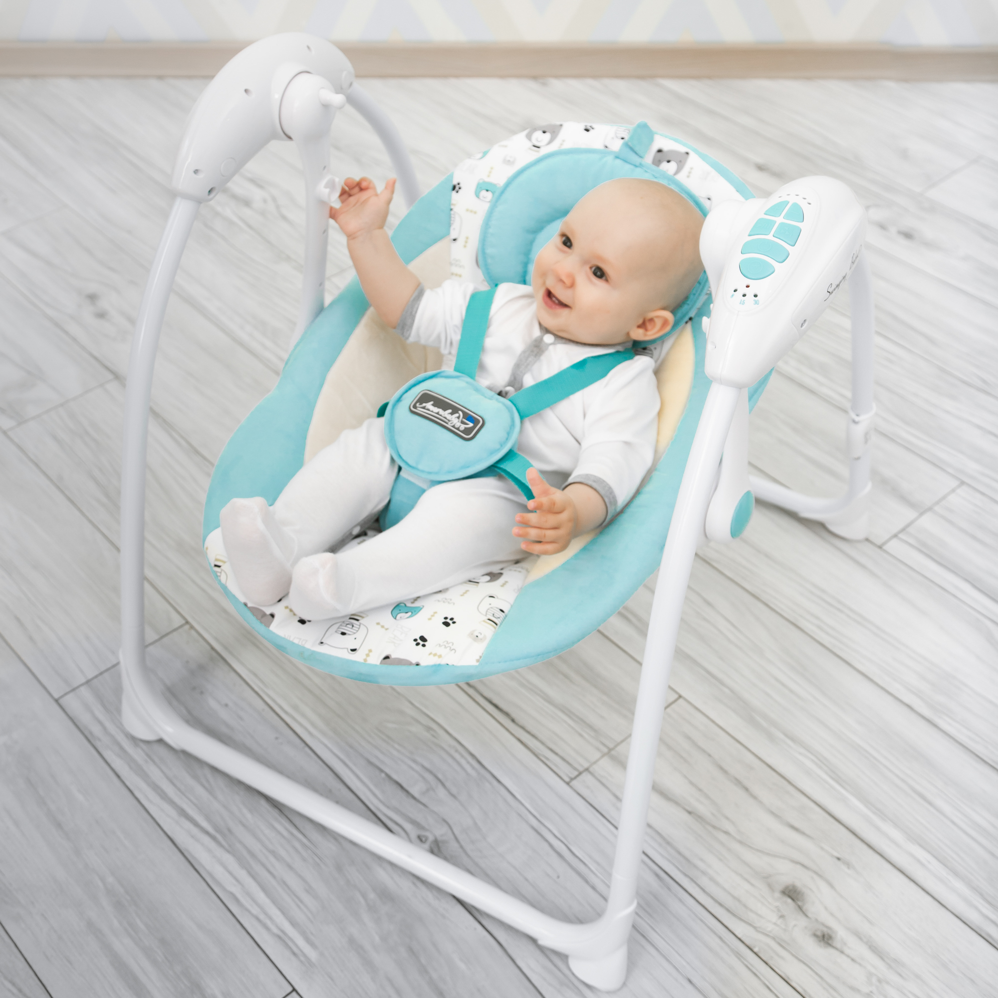 Электрокачели Amarobaby Swinging Baby Бирюзовый - фото 17