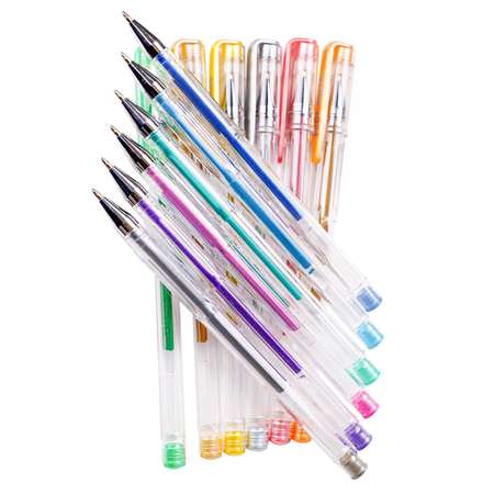 Ручки гелевые Prof-Press 12 штук цветной металлик с подвесом