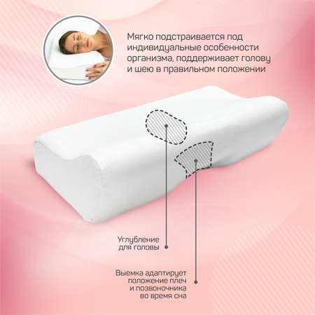 Подушка с выемкой под плечо AMARO HOME Memory Foam Side Max