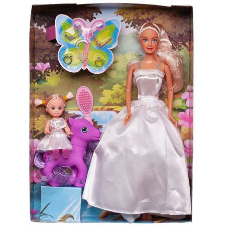 Игровой набор ABTOYS Кукла Defa Lucy в белом платье с дочкой на пони