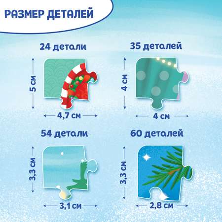 Пазлы 4 в 1 Лесная мастерская «К нам приходит Новый год» 24, 35, 54, 60 элементов