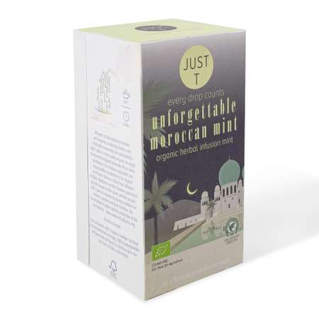 Чай зеленый JUST T органический пакетированный с мятой 20 пакетиков