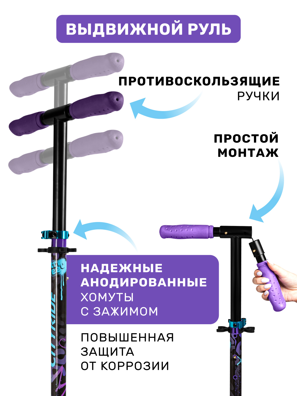 Самокат двухколесный складной CITYRIDE 200/200 - фото 6