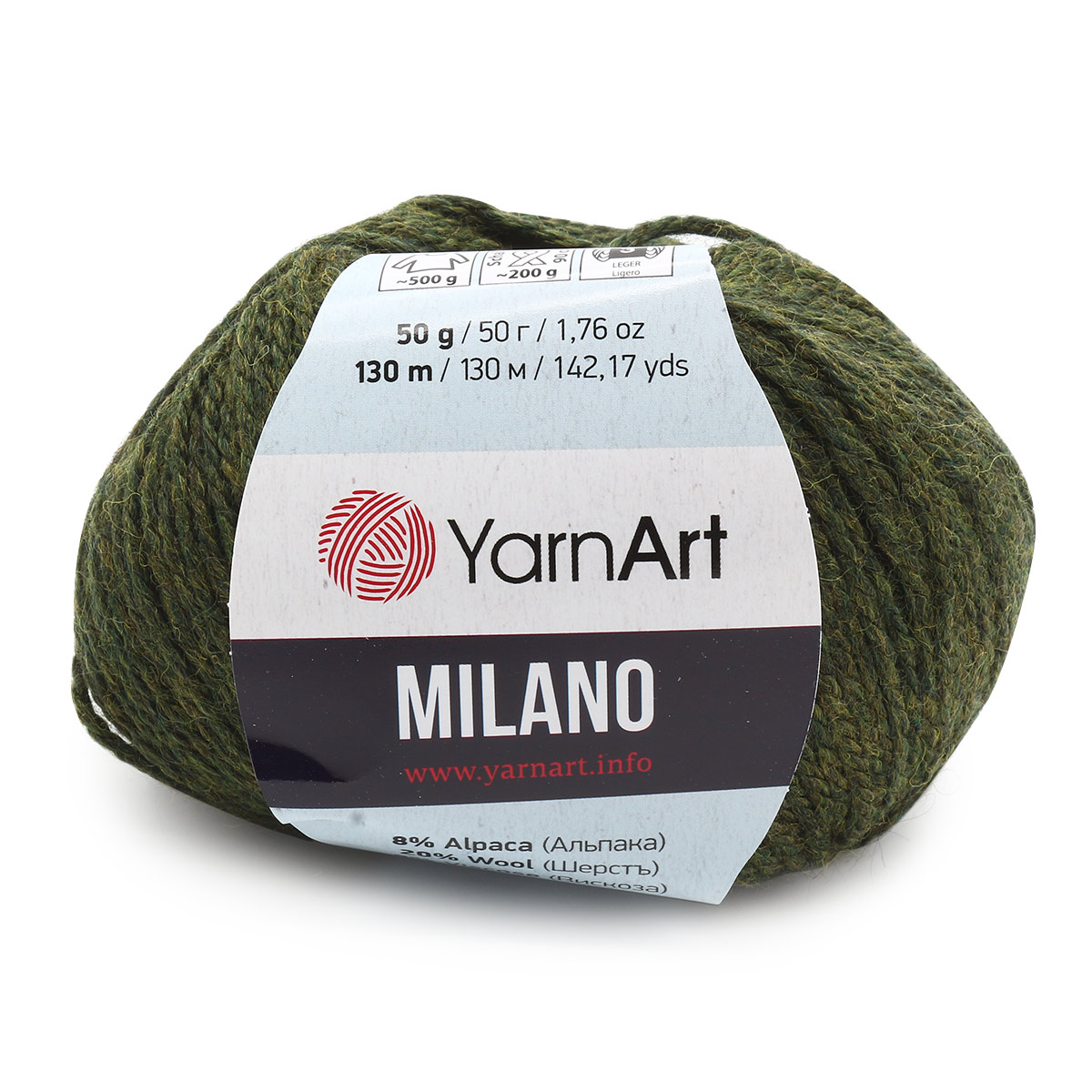 Пряжа YarnArt Milano смесовая для демисезонных вещей 50 г 130 м 874 болотный 10 мотков - фото 6