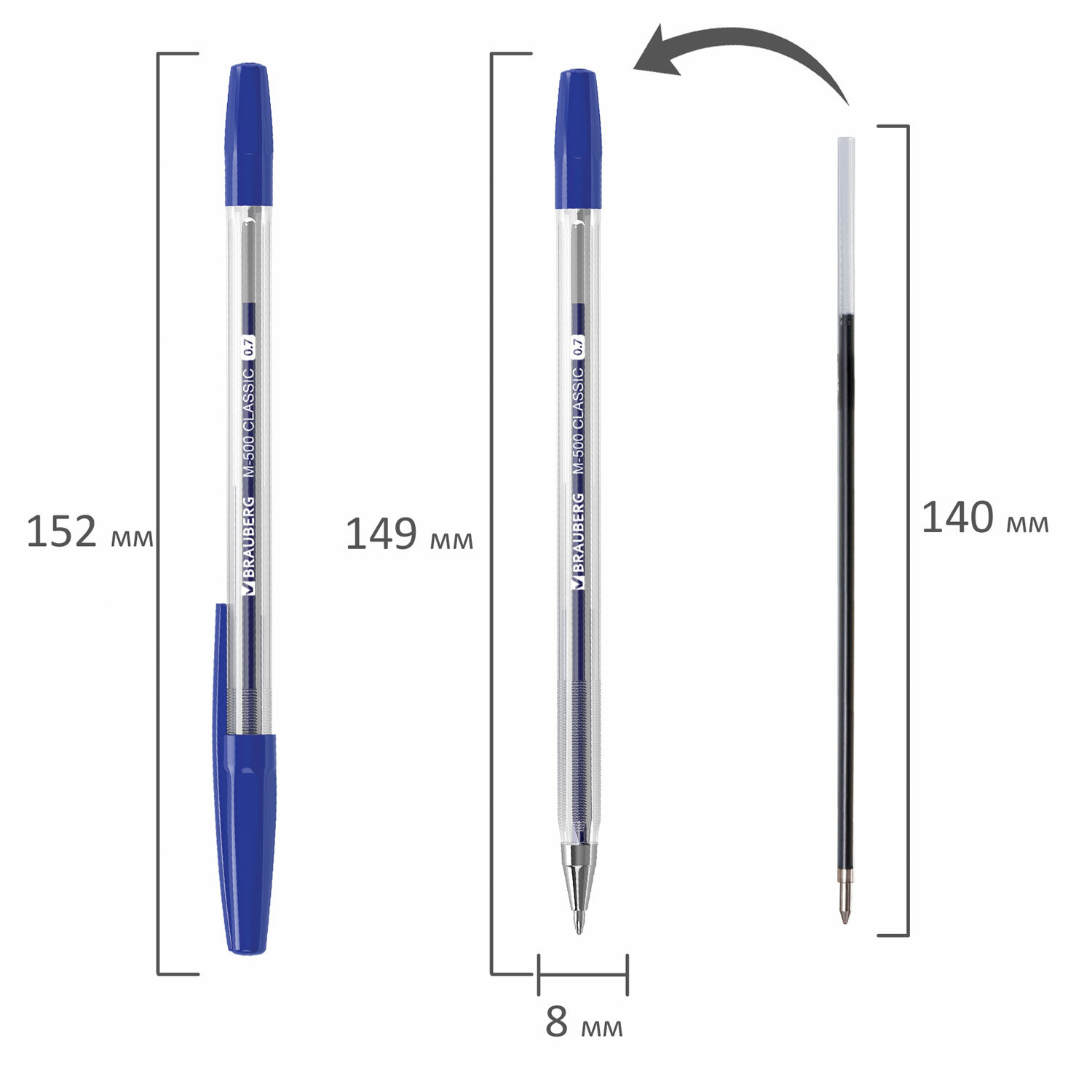 Ручки шариковые Brauberg М-500 синие набор 10 штук - фото 11
