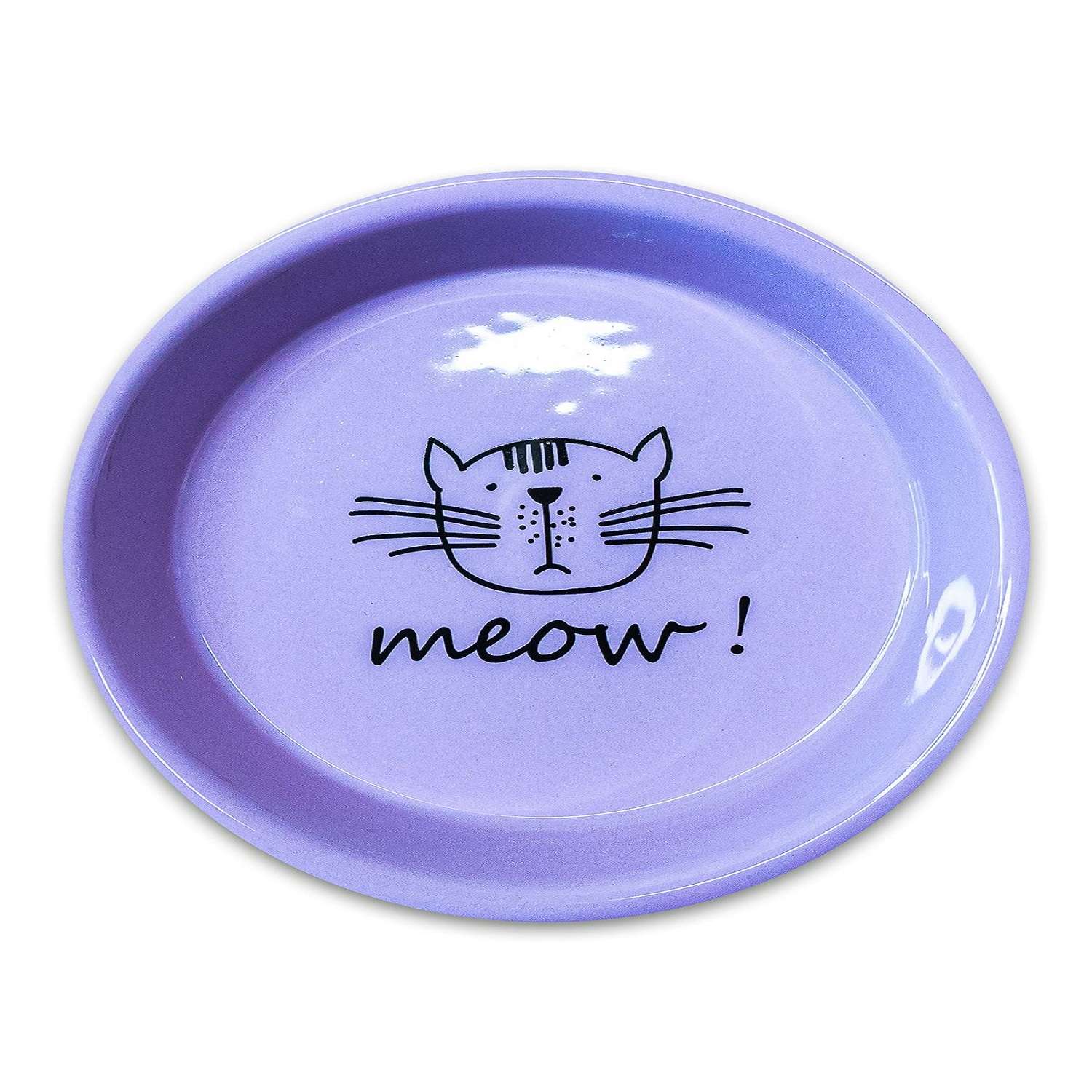 Миска для кошек Mr.Kranch Meow керамическая 200мл Сиреневая - фото 1