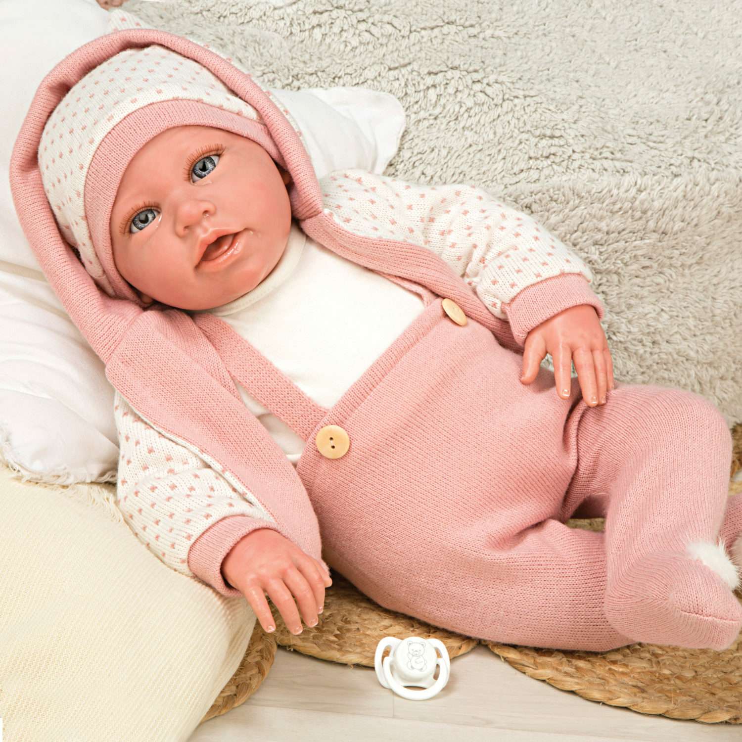 Кукла пупс Arias elegance Anuk реборн мягкая в розовой одежде с соской 54 см Т24482 - фото 2