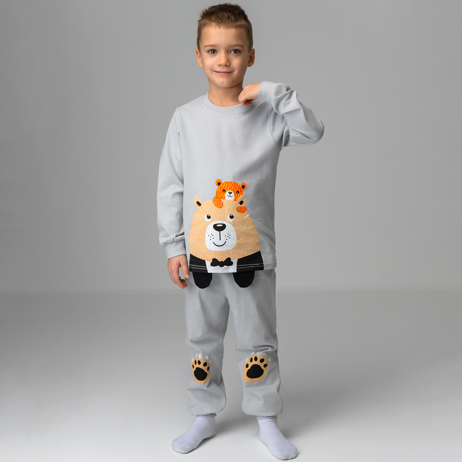 Пижама BONITO KIDS BK0977PJMсерый.друзья - фото 6