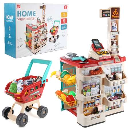 Игровой набор Veld Co Супермаркет касса и тележка с продуктами