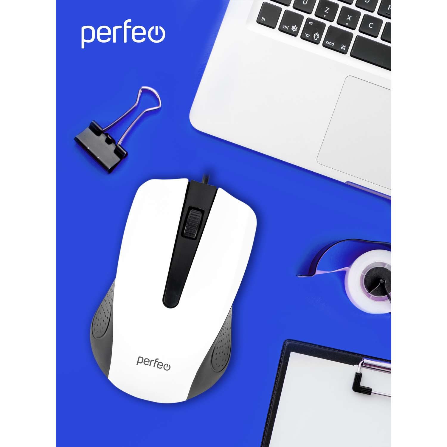 Мышь проводная Perfeo RAINBOW 3 кнопки USB чёрно белая - фото 3