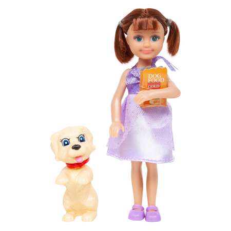 Кукла Defa Lucy Любимый питомец 14 см собака фиолетовый