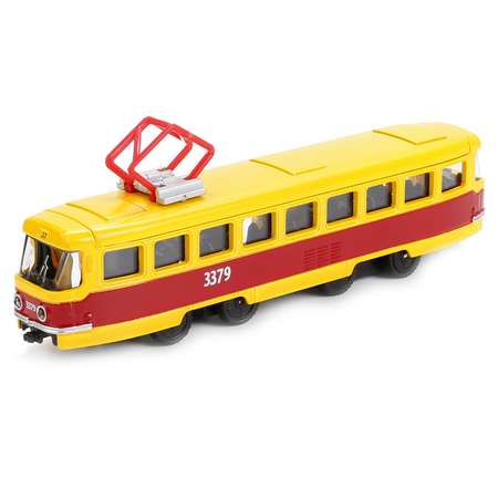 Набор Технопарк Трамвай инерционный с остановкой и аксессуарами 245735