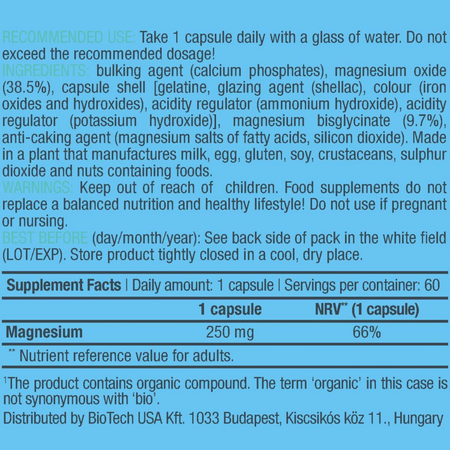 Магний BiotechUSA Magnesium + Chelate 60 капсул