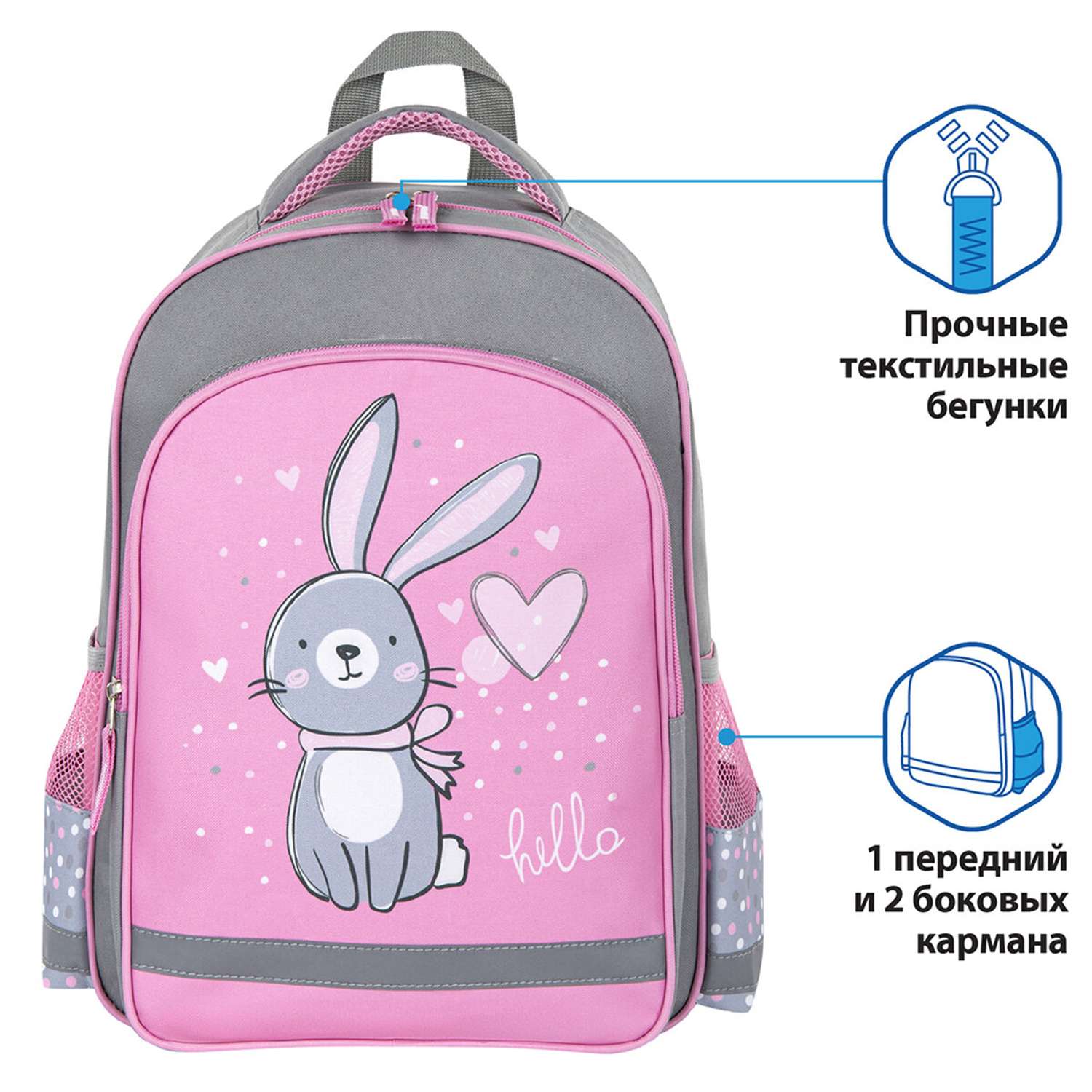 Рюкзак Пифагор школьный для девочки Adorable bunny - фото 2