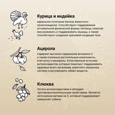 Корм для собак Craftia Natura 2кг взрослых миниатюрных и мелких пород из курицы и индейки сухой