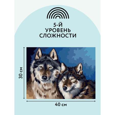 Картина по номерам на холсте ТРИ СОВЫ Волки