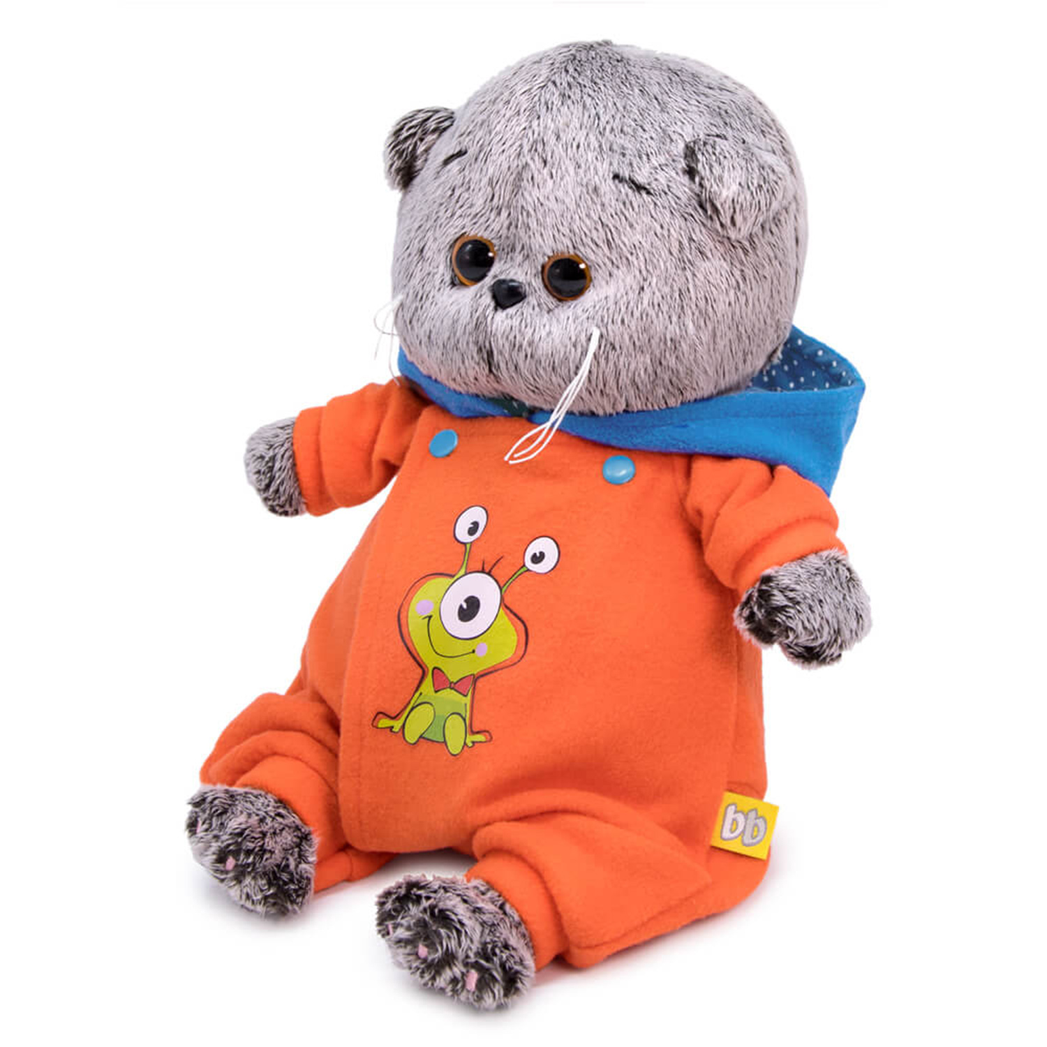 Мягкая игрушка BUDI BASA Кот Басик BABY в комбинезоне с монстриком 20 см BB06298 - фото 2