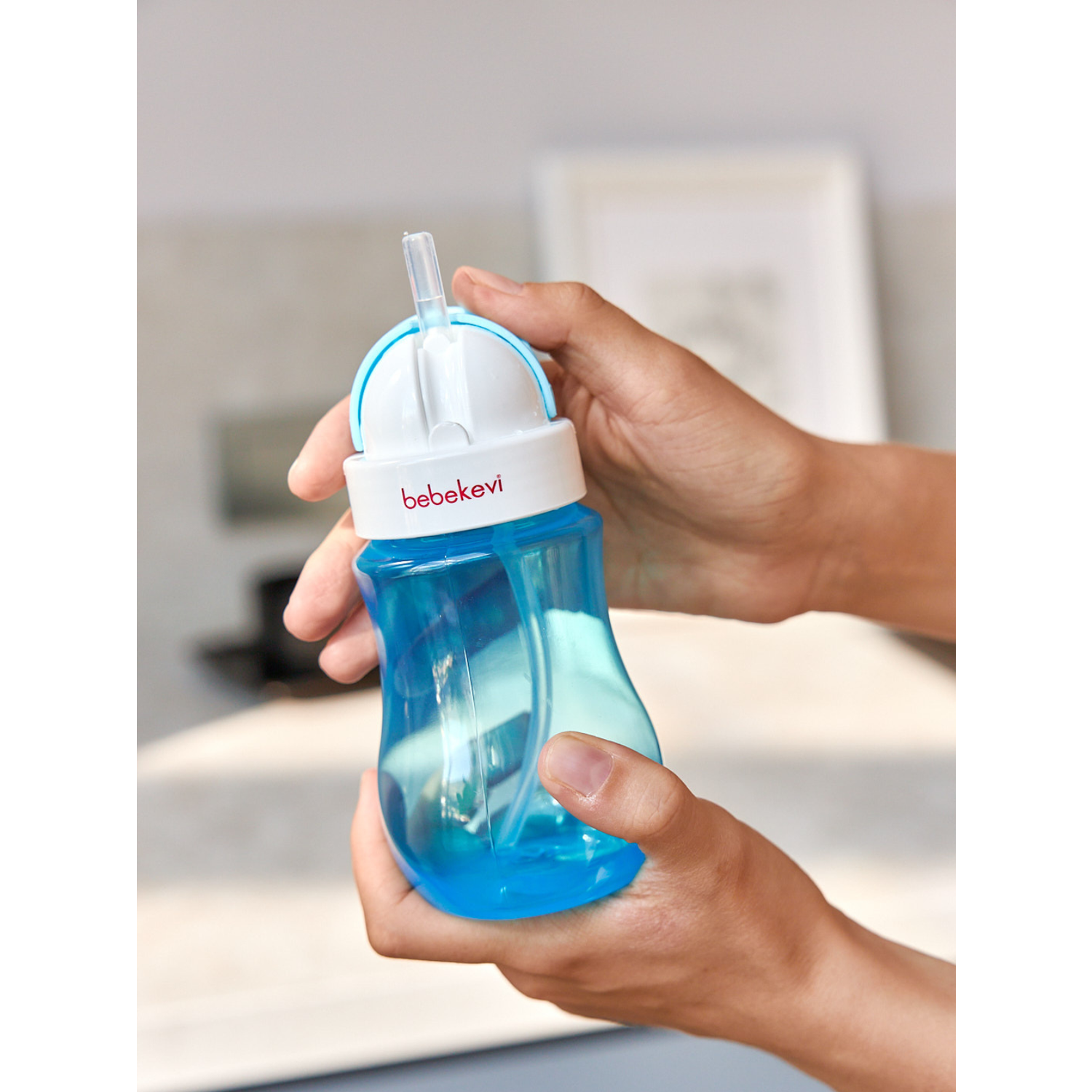 Бутылка для воды Bebekevi с соломинкой голубой - фото 4