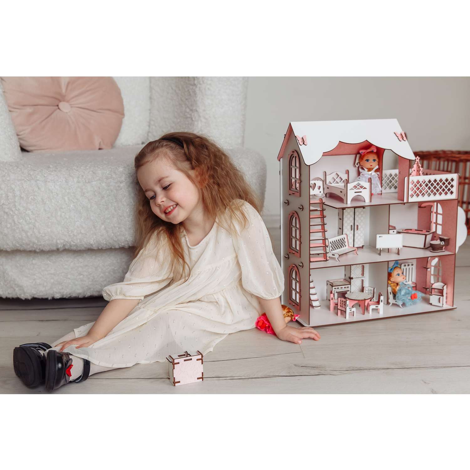 Кукольный дом с мебелью EcoBabyk Розовый PC1 PC1 - фото 9