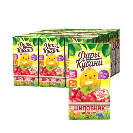 Сок детский Дары Кубани яблоко-шиповник без сахара осветленный 125 мл по 18 шт.