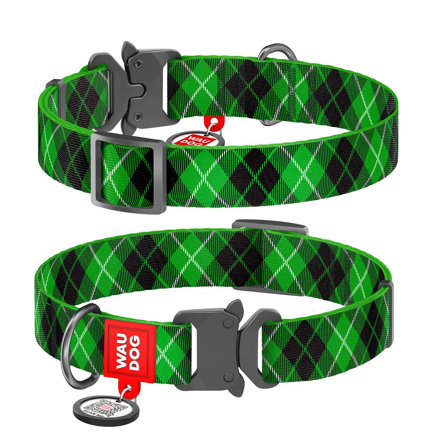 Ошейник для собак Waudog Nylon Шотландка малый Зеленый 5091 - фото 2