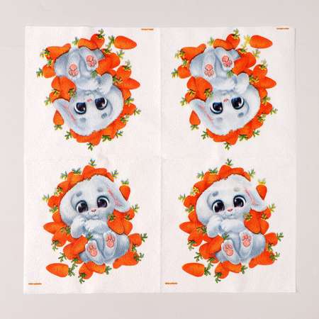 Салфетки Страна карнавалия бумажные однослойные «Зайка в морковке» 33 х 33 см набор 20 штук