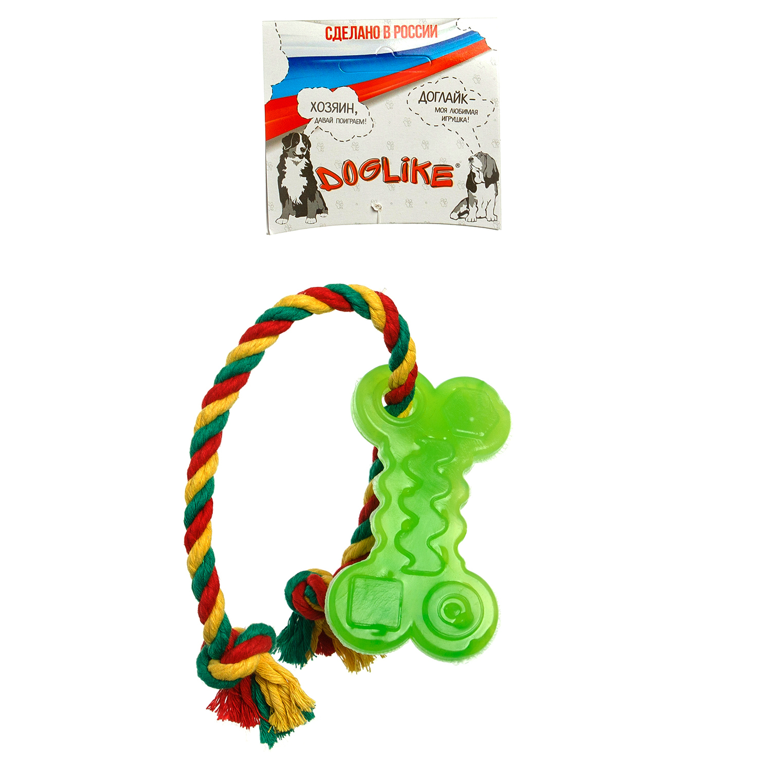 Игрушка для собак Doglike Кость с канатом малая Зеленый - фото 2