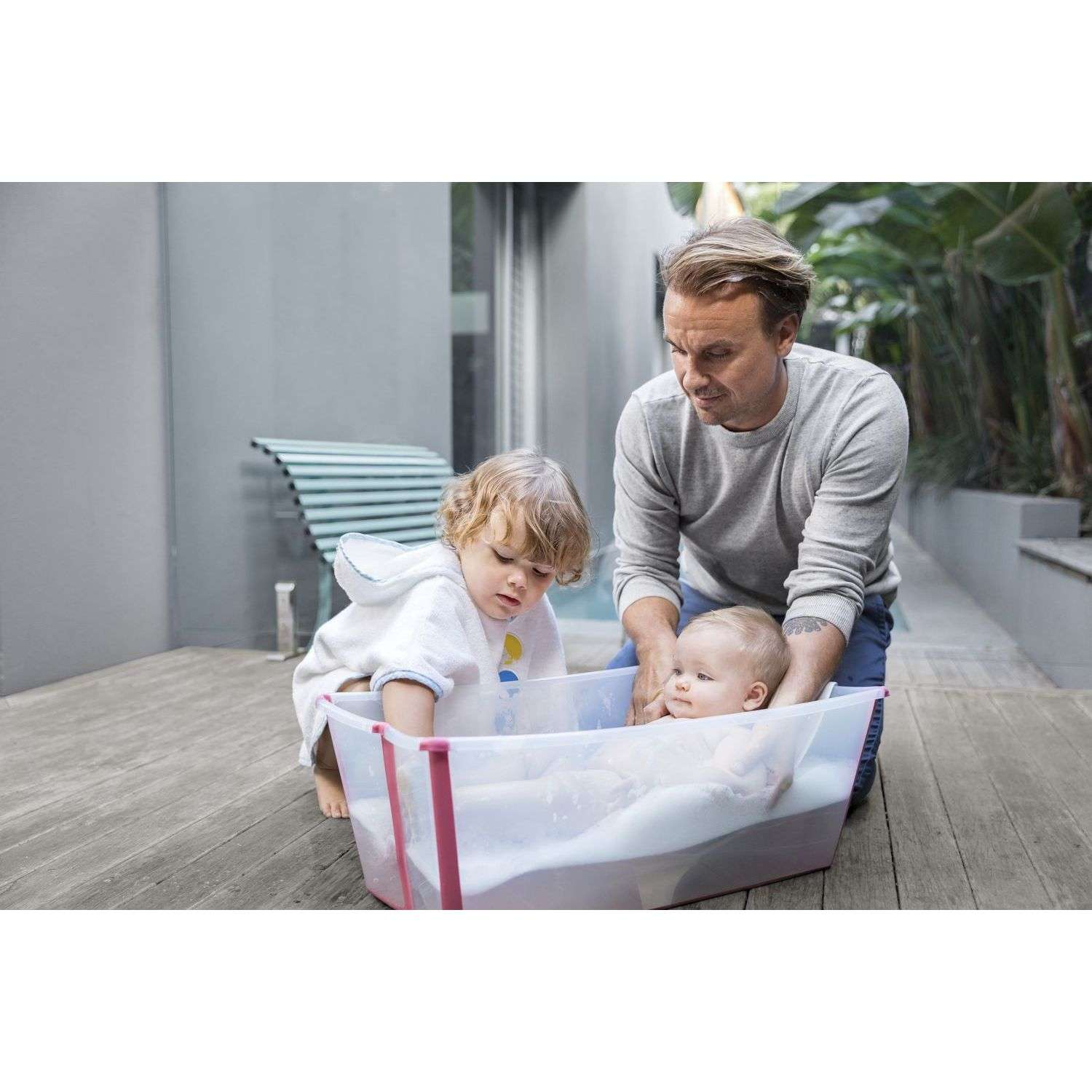 Ванночка Stokke Flexi Bath складная Прозрачный-Розовый - фото 12