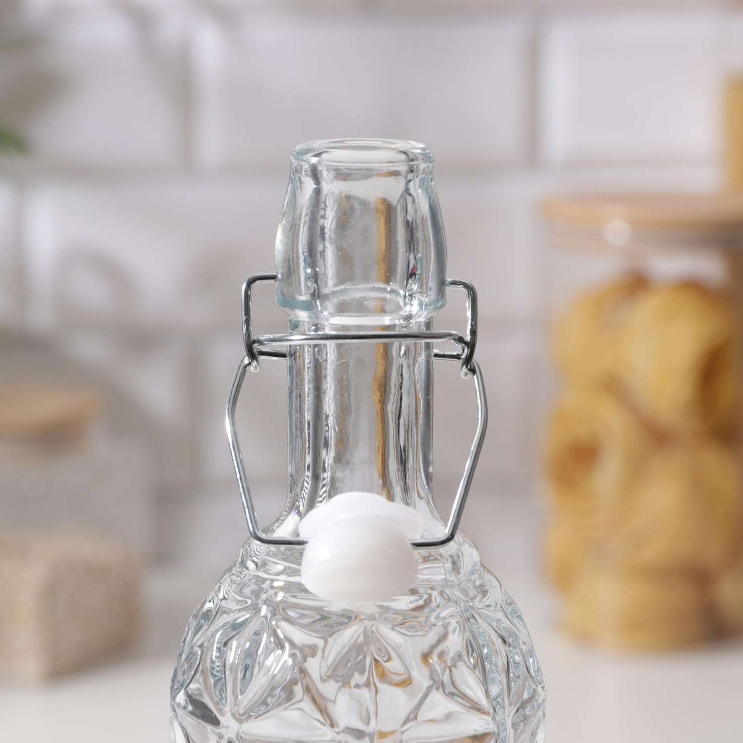 Бутыль Sima-Land стеклянная для соусов масла с бугельным замком «Матэо» 800 мл 7 5×30 см цвет прозрачный - фото 4