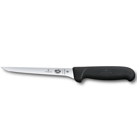 Нож кухонный Victorinox Fibrox 5.6413.15 стальной обвалочный лезвие 150 мм прямая заточка черный