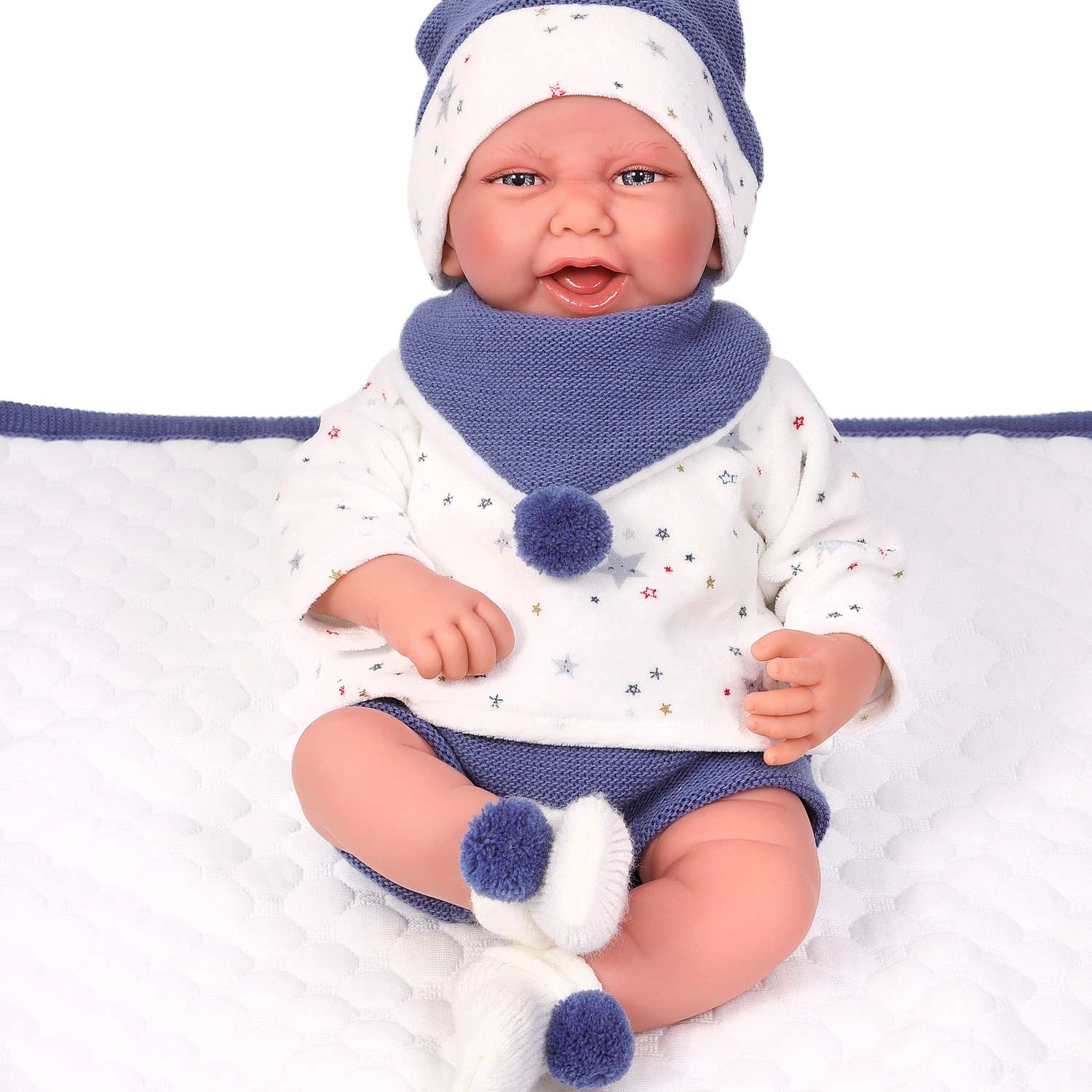 Кукла младенец Antonio Juan Реборн Пол в синем 40 см мягконабивная 3303 - фото 4