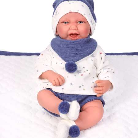 Кукла младенец Antonio Juan Реборн Пол в синем 40 см мягконабивная