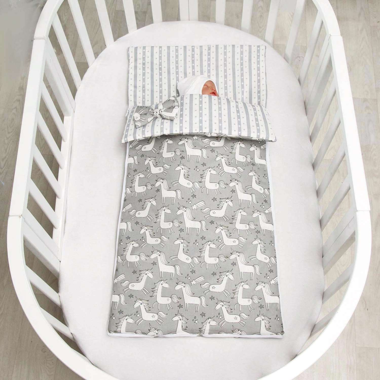 Одеяло-спальный мешок Amarobaby Magic Sleep Сказочные Единорожки Белый-Серый - фото 8