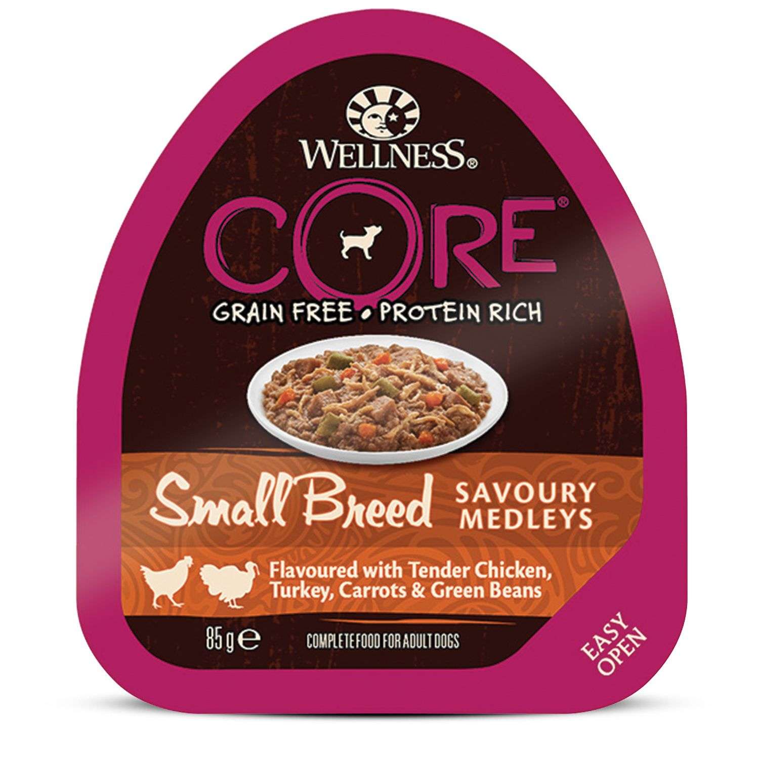 Корм для собак Wellness CORE Small Breed мелких пород курица с индейкой-морковью и зеленой фасолью консервированный 85г - фото 1