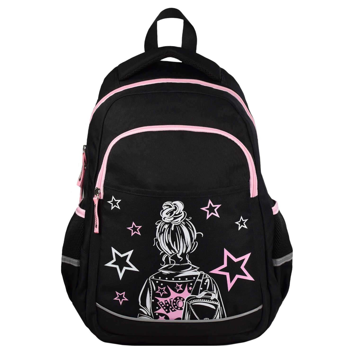 Рюкзак Феникс черный Девочка с рюкзаком 29х43х14.5 см - фото 1
