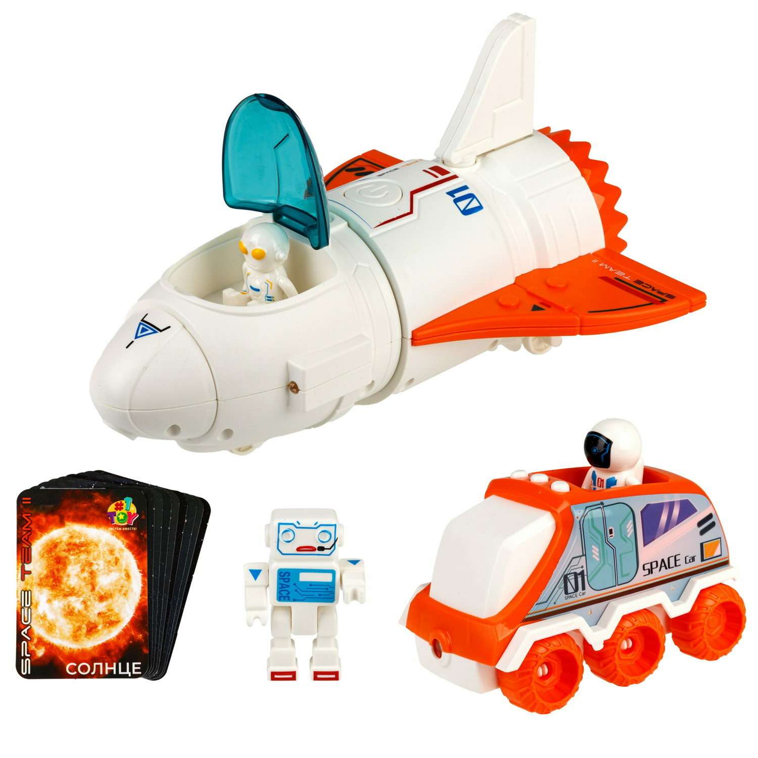 Игровой набор 1TOY Space team 2 в 1 Шаттл вездеход и 3 космонавта со световыми и звуковыми эффектами Т24296 - фото 2