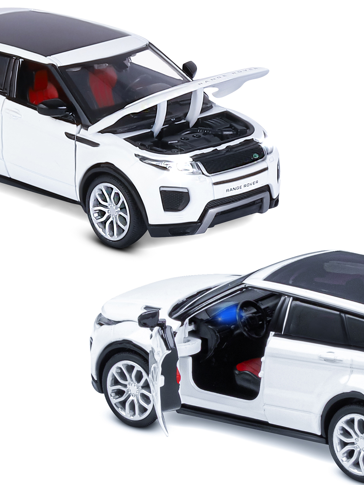 Машинка металлическая АВТОпанорама игрушка детская Range Rover Evoque 1:32 белый JB1251329 - фото 7