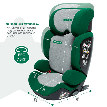 Автокресло Olsson Aurora Fix Sport Green Isofix 2/3 (15-36 кг)