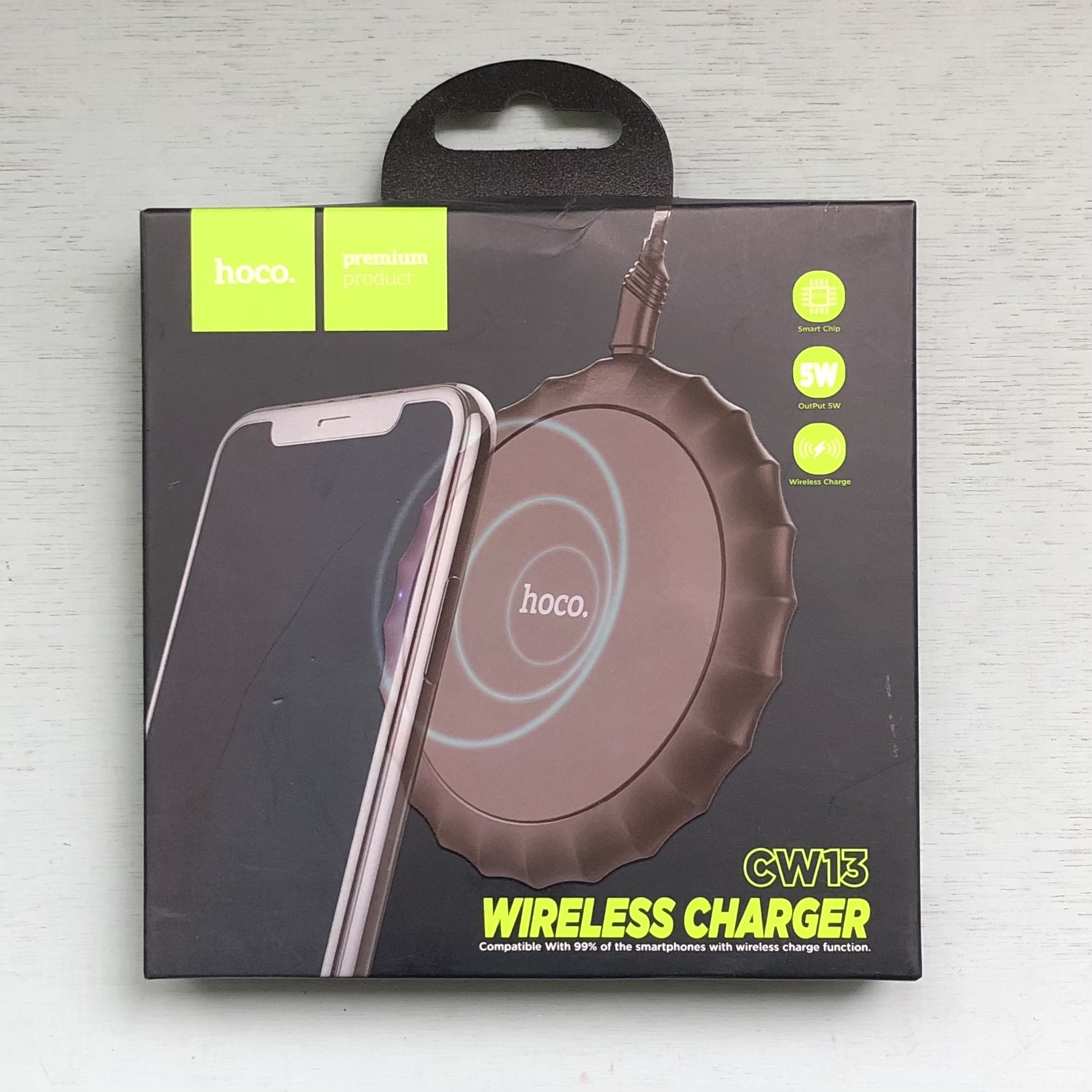 Беспроводное ЗУ hoco зарядная док-станция 5W /wireless charger / черный - фото 1