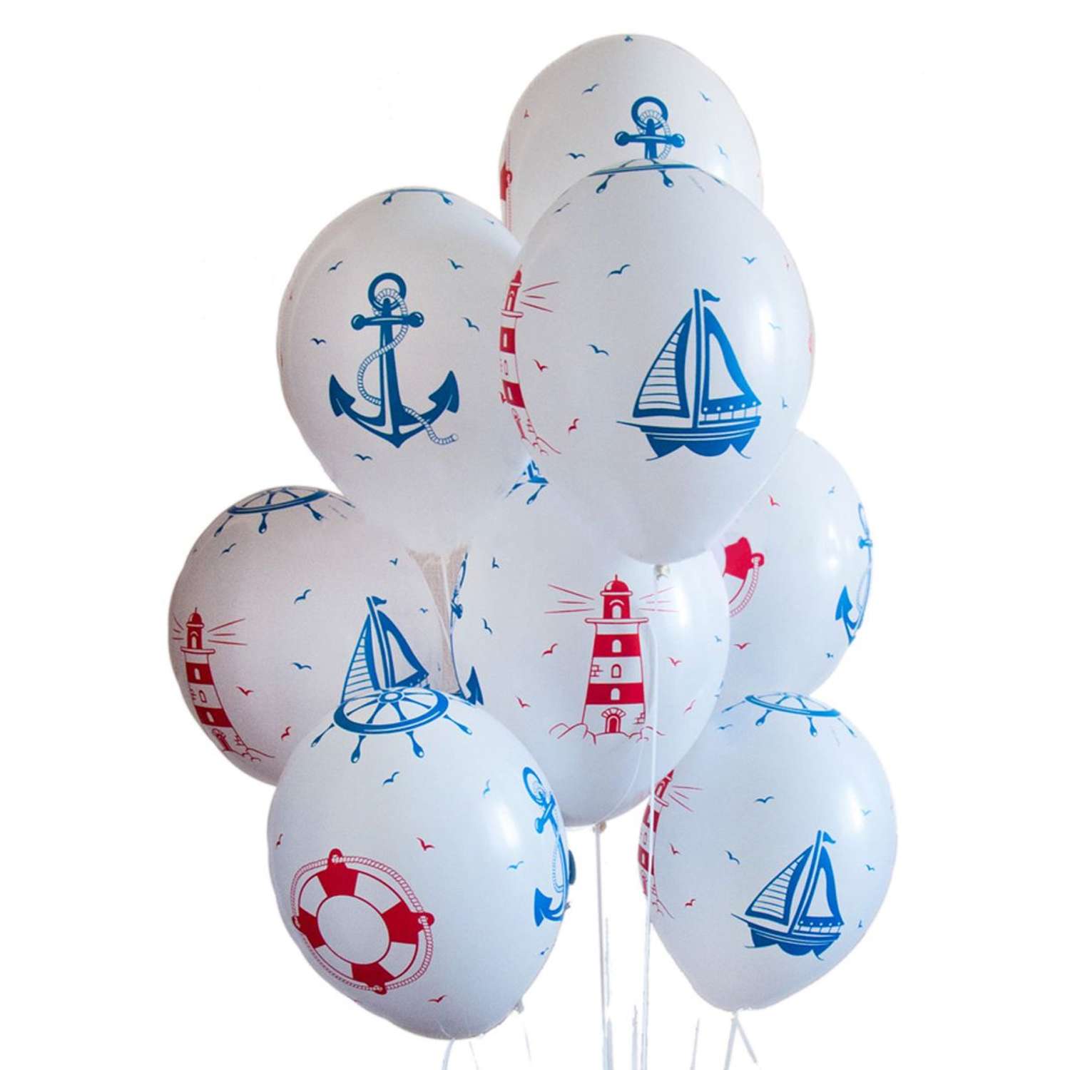 Воздушные шары латексные BELBAL для праздника с рисунком Морская тематика 35 см 15 шт - фото 2