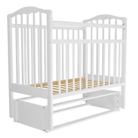 Детская кроватка АГАТ прямоугольная, продольный маятник (белый)